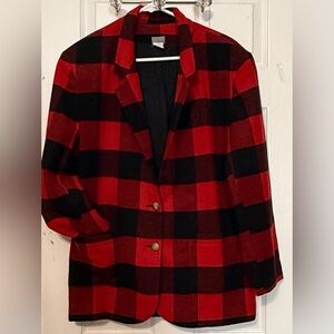 Palmettos Red Black Buffalo Plaid Button Front Jacket Coat Size Large